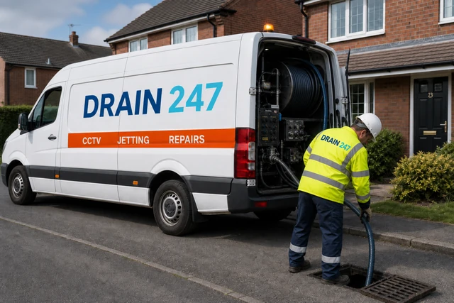 Drain 247 van and engineer covering Edgware